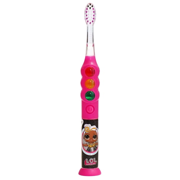 Firefly Brosse à Dents à Minuterie Lumineuse Prêt à l'Emploi, L.O.L. Surprise!, Poils Souples de Qualité Supérieure, Minuterie de 1 Minute, Ventouse pour Moins de Dégâts, Pile Incluse, Rangement Facile, Recommandé par les Dentistes, 3 Ans et Plus, 1 Paquet