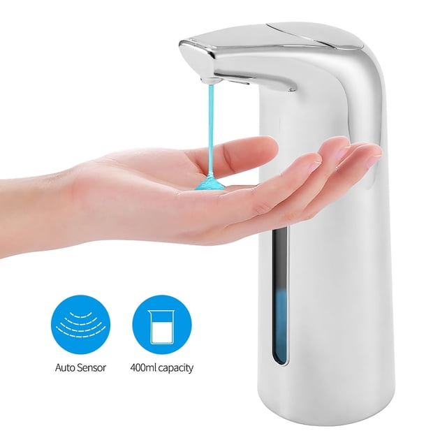 Automatic Soap Dispenser Touchless Refill Soaps Pump 400ml Battery Operated Waterproof Sensor Liquid Dispensers Bathroom Hotel Silver