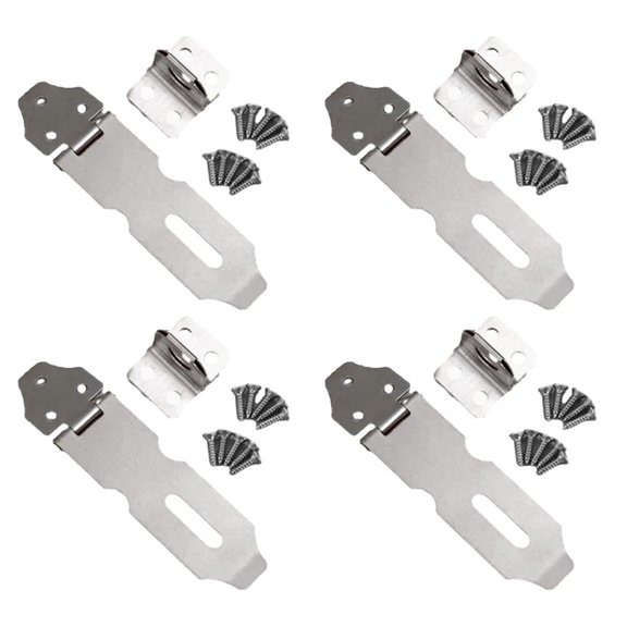 4pcs Door Buckle Lock Stainless Steel Buckle Padlock Anti Theft Door Buckle Lock 90° Folding Rust Prevention Corrosion Resisting