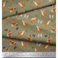 thumbnail image 3 of Soimoi Tissu en Soie Vert Imprimé d'Insectes et de Chats, 1 Yard, 42 Pouces de Large, 3 of 3