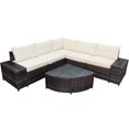 thumbnail image 3 of Gymax 6PCS Wicker Furniture Sectional Sofa Set w/ Cushions Off White, 3 of 10