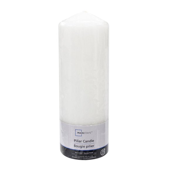 Mainstays Unscented 8" White Pillar Candle