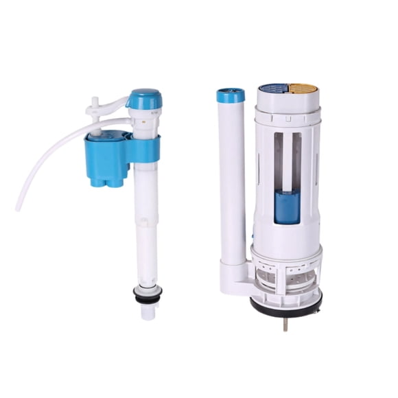 Toilet Tank Repair Kit with Dual Flush Valve and Fill Valve, Universal Toilet Parts Replacement Set with Chrome Push Button, Complete Flush System for Bathroom Renovation