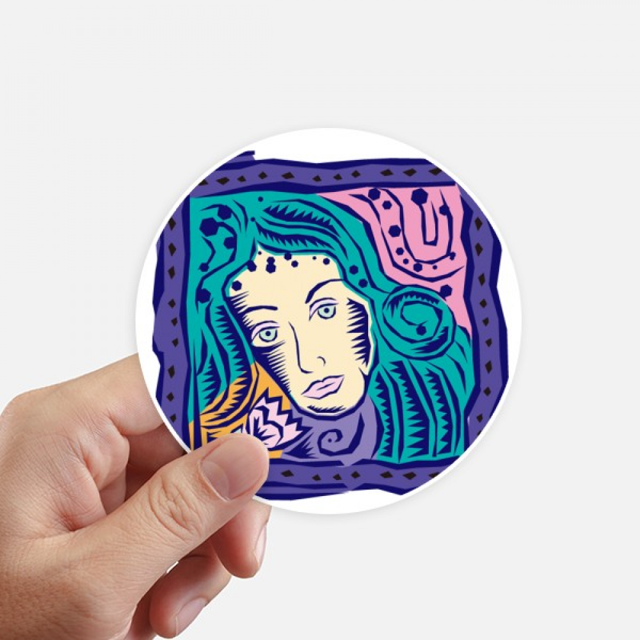 Constellation Virgo Mexicon Culture Engraving Sticker Round Wall Suitcase Laptop Label Bumper