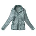 thumbnail image 1 of Womens Full Zip Up Sherpa Lapel Fuzzy Fleece Jacket Oversized Fluffy Coat, 1 of 4