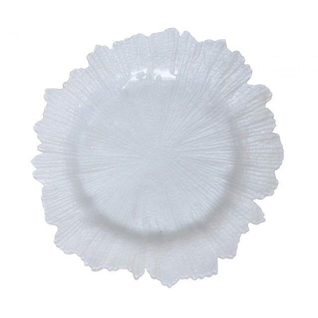 Charger Plate 13" Glass Fruit Plate Service Plate Irregular Western Food Plate White