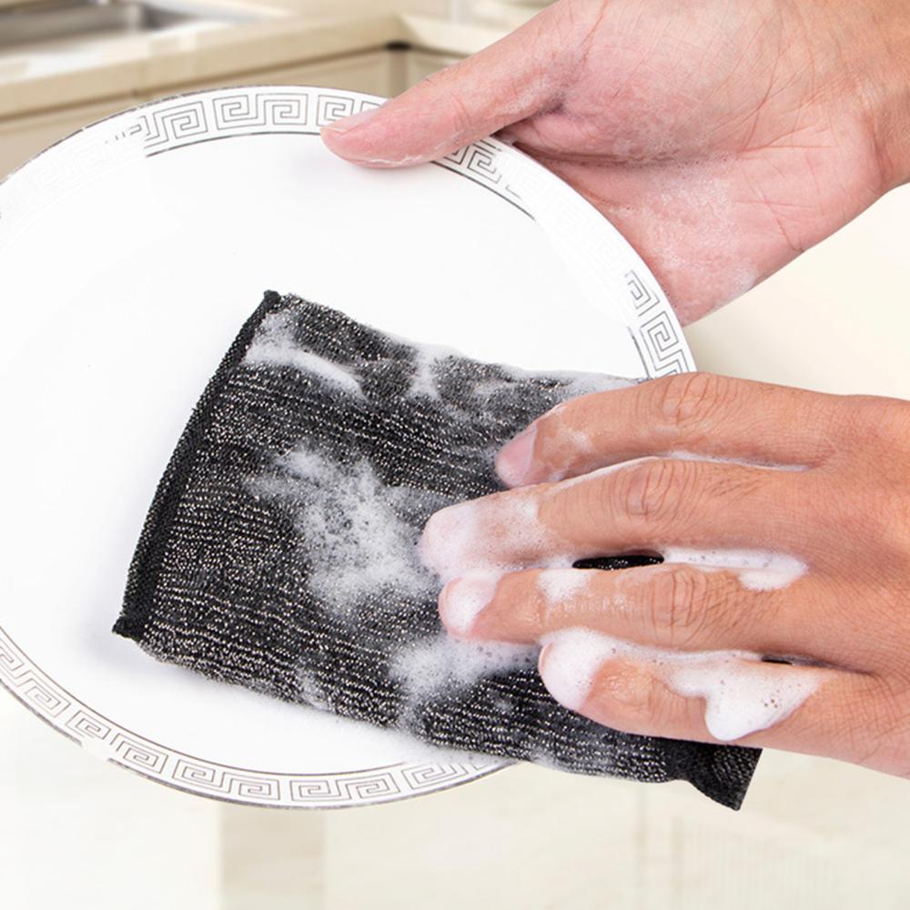Feltree 4Pcs Sponge Cloths Kitchen Reusable Washable Sponges for Dishes Steel Cloth Sponge Wipe