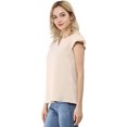 thumbnail image 2 of INSPIRE CHIC Women's Solid Blouse V Neck Ruffle Cap Sleeve Lightweight Work Blouse XS Beige, 2 of 7