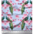 thumbnail image 1 of Soimoi Poly Georgette Fabric Floral & Peacock Bird Print Sewing Fabric Yard 52 Inch Wide, 1 of 3