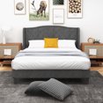 thumbnail image 4 of Gymax Full Upholstered Platform Bed Frame w/ Button Tufted Headboard Wooden Slats, 4 of 10