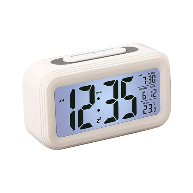CHUANK Réveil Numérique avec Éclairage de Fond LCD Moniteur de Température Alarme de Réveil avec Calendrier Intelligent Horloge