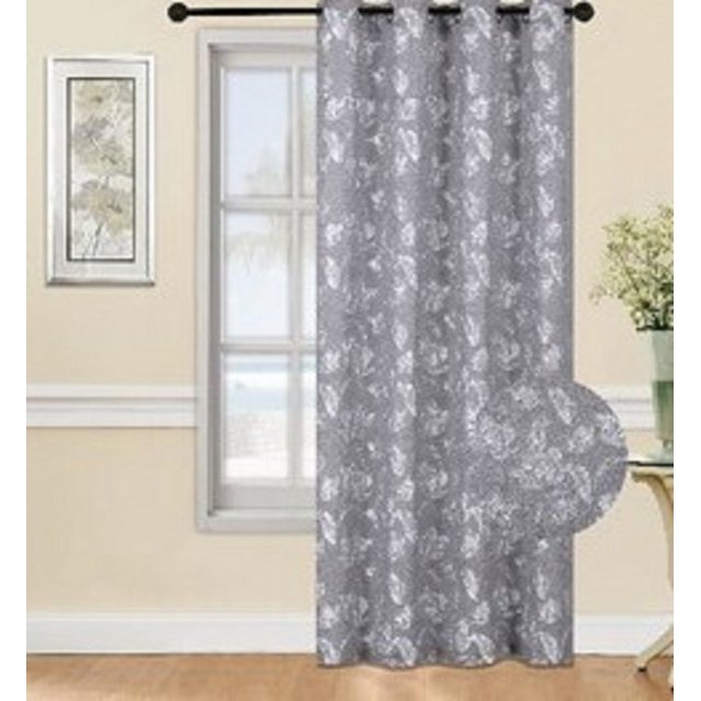 Panneau à Œillets Jacquard, 54x63 Pouces, Gris, un Panneau