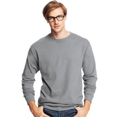Hanes T-Shirts Col Rond à Manches Longues ComfortSoft pour Hommes, Lot de 4, m, Acier Clair