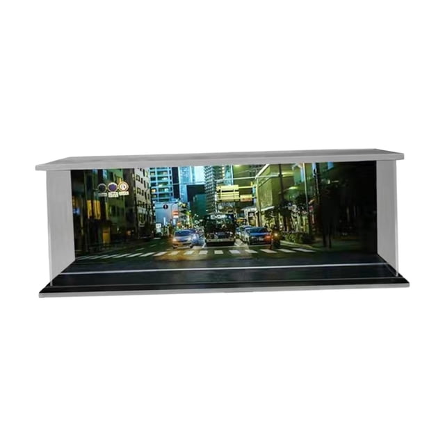 Bunblic Vitrine à DEL de Stationnement 1:64, Objets de Collection, Scène de Véhicule en Acrylique, Jouet, Présentoir de Voiture Moulée sous Pression pour Voitures Miniatures, Mise en Scène de Collection, Croix