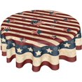 thumbnail image 1 of American Flag Tablecloth Round 60 Inch 4th of July Memorial Day Patriotic Table Cloth Wrinkle Resistant Rustic USA Independence Day Table Cover Decorative for Home Kitchen Dining Indoor Party Picnic, 1 of 5