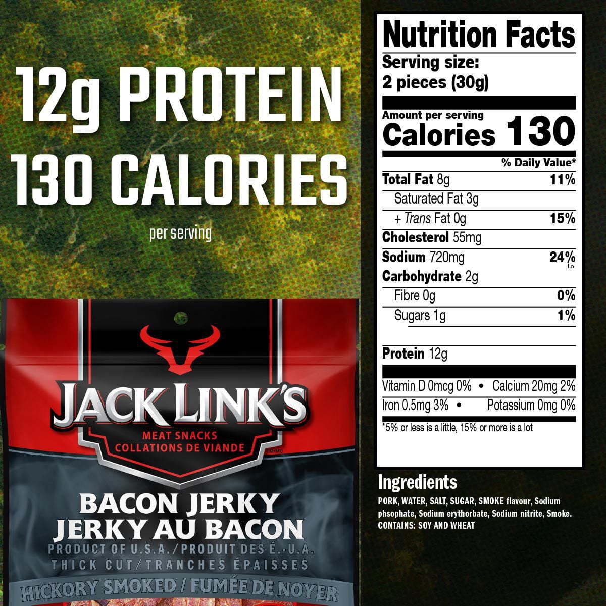 Jac Link's Jerky au Bacon 65G