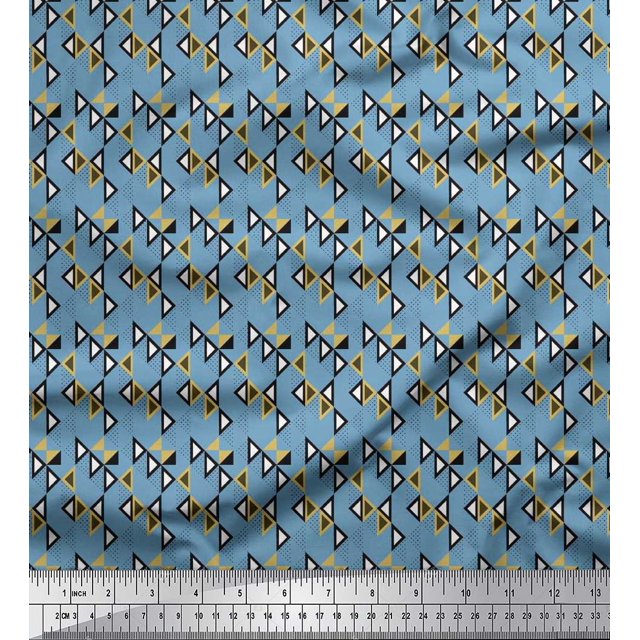 Soimoi Rayon Fabric Dot & Triangle Shirting Print Fabric by The Yard 42 Inch Wide