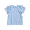 thumbnail image 1 of Nmmacb Kids Girls T-Shirt Summer Solid Color Tee Short Sleeve Top Short Sleeve Ruffle Sleeve Tee Size 1-9Y, 1 of 9