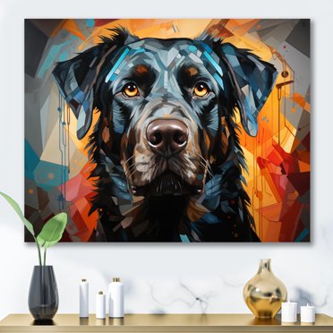 Designart art Mural de Chien, art Mural Pop art de Chien Inquisiteur I, Déco Murale de Chien, Toile Moderne Turquoise, 40x30 Pouces