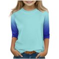 thumbnail image 1 of SERTG T-Shirt Mode Enfant Col Rond Manches 3/4 Imprimé Col Rond pour Été et Printemps 4-15 Ans (Vert Menthe3,13 Ans), 1 of 7
