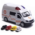 thumbnail image 3 of MesaSe Simulated Pull Back Sound Light Ambulance Police Car Fire Truck Kids Toy Gift, 3 of 10