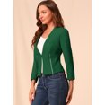 thumbnail image 4 of INSPIRE CHIC Women's Workwear Zipper Collarless Cropped Blazer, 4 of 6