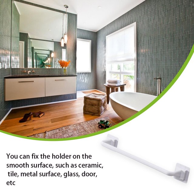 Single Towel Bar Kitchen Bathroom Wall Mounted Storage Shelf Organizing Rod Self Adhesive Rack Punch Free Reusable Toilet Holder Hotel White 34cm