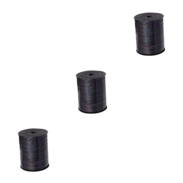 Youkk Plastic Ribbon Sparkling And multifunctional For Wedding And Party Decorations Sturdy Golden Curled Ribbon balck 3Set