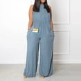 thumbnail image 1 of LSLJS Womens Casual Sleeveless Spaghetti Strap Loose Adjustable Jumpsuits Stretchy Long Pants Romper with Pockets, 1 of 5