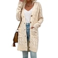thumbnail image 3 of FOCUSNORM Cardigan pour Femme Juniors, Pull-Over à Manches Longues Uni avec Poches, 3 of 5
