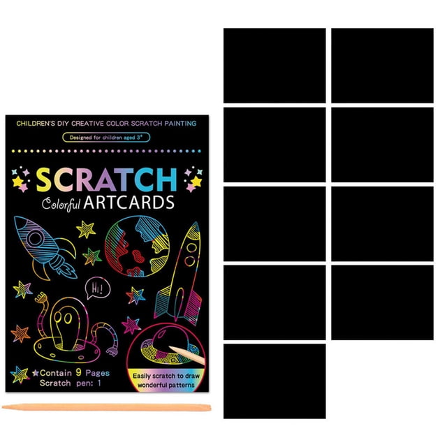 Scratch Paper Art, Colorful Drawing Art Book With 1 Scratch Pen For Birthday Christmas Party Games Kits
