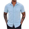 thumbnail image 1 of Birdeem Chemises pour Hommes Chemise Décontractée Unie à Manches Courtes Col Rabattu, 1 of 12