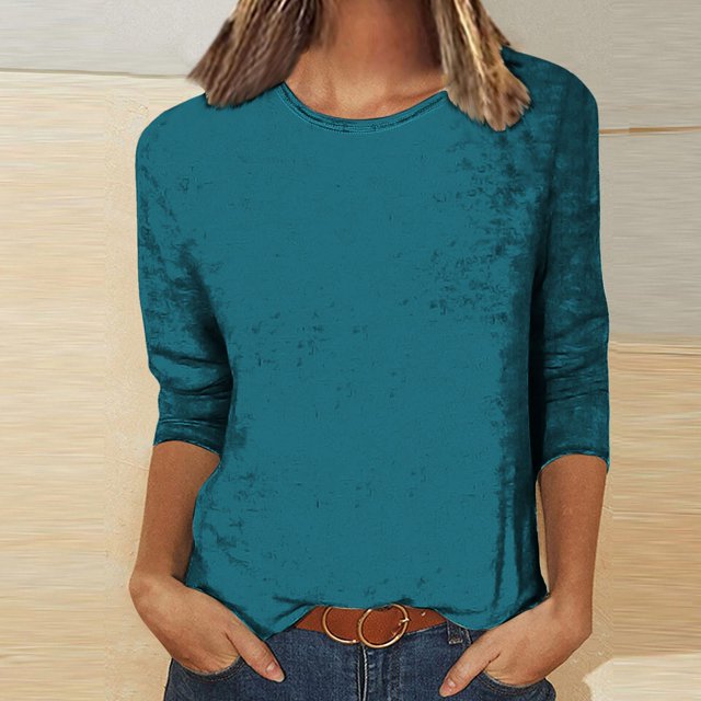 UPPADA 3/4 Chandails à Manches pour Femmes Mode Tendance Hauts Décontractés Col Rond Chandail Ample Confortable Doux Blouses Grande Taille Coupe Ample T-Shirts Décontractés Vêtements au Coude Hauts à Manches 3/4 pour Femmes Aubaines