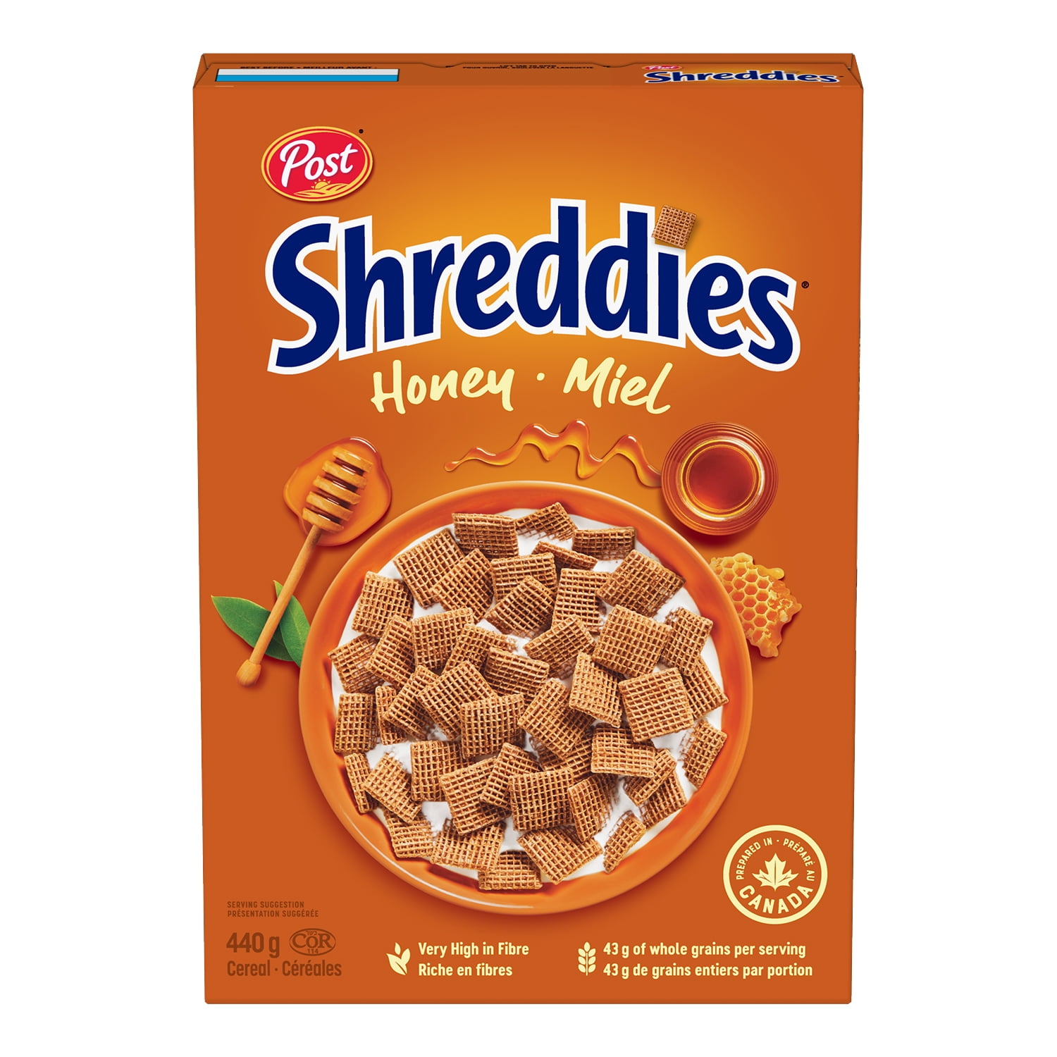 Post Honey Shreddies Cereal, Retail Size, 440 g