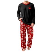 Ccpelsie Mens Pajama Sets Sleepwear Sets Lightweight Long Sleeve Pajama Sets Soft Comfy Sleep Set for Men All Seasons(A01-Red,L)
