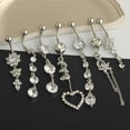 thumbnail image 2 of HLONK Heart-Shaped Silver Dangle Belly Button Ring  3.54”, 2 of 7