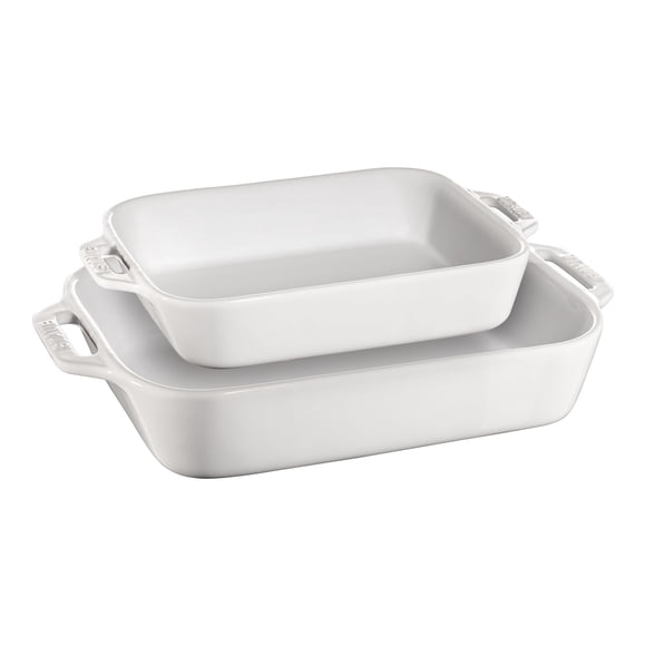 STAUB Ceramique Ensemble de Plats à Pâtisserie Rectangulaires Blanc 2 Pcs
