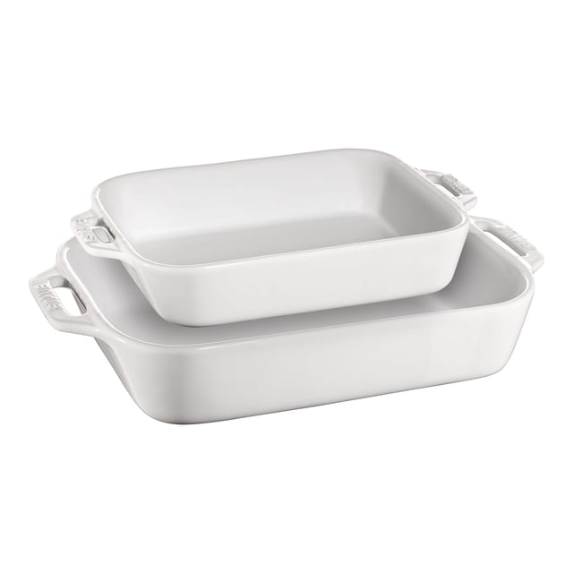 STAUB Ceramique Rectangular Baking Dish Set White 2 Piece