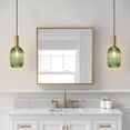 thumbnail image 3 of KCO Lighting Green Ribbed Glass Pendant Light Kitchen Island Small Antique Brass Ceiling Pendant Light Mid Century Dining Room Hanging Light Fixture, 3 of 7