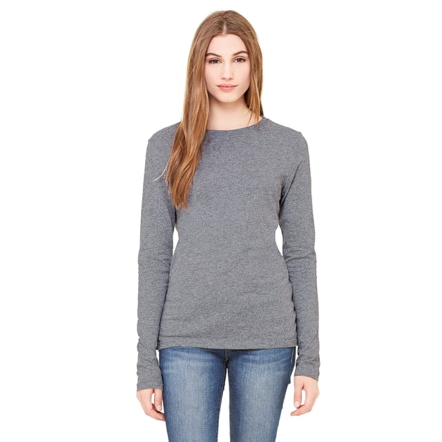 Bella Canvas Womens Jersey Long Sleeve Tee, S, Deep Heather