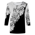 thumbnail image 4 of Pompotops T-shirt de Mode pour Femme Mi-Long Manches 3/4 Blouse Col Rond Hauts Décontractés Liquidation, 4 of 5