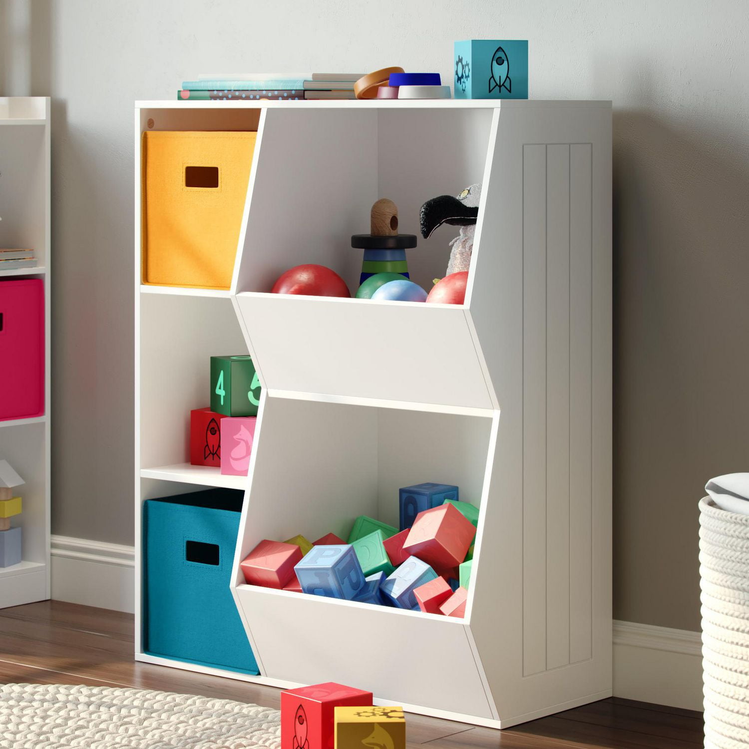 Maison RiverRidge® Rangement à 3 casiers et 2 bacs à légumes pour enfant, blanc