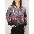 thumbnail image 4 of Womens Sequin Long Sleeve Front Zip Jacket with Ribbed Cuffs, 4 of 5