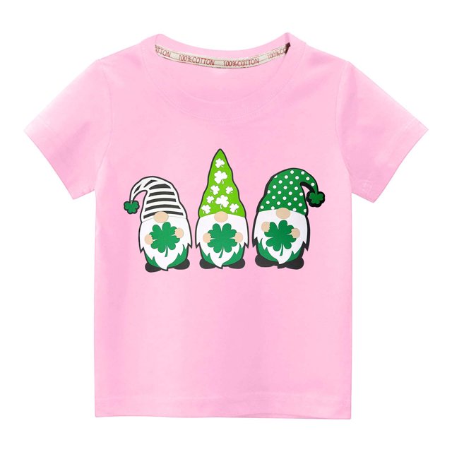 vdgthytj Enfants Garçons Filles T-Shirts de la Saint-Patrick Trèfle Graphique Col Rond Manches Courtes Hauts d'Été Blouse