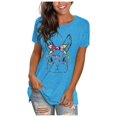 thumbnail image 3 of AMERTEER CieKen Femmes Mignon Visage Bunny Lunettes T-Shirt Imprimé Manches Courtes Col Rond Hauts T-Shirt pour Femmes, 3 of 3