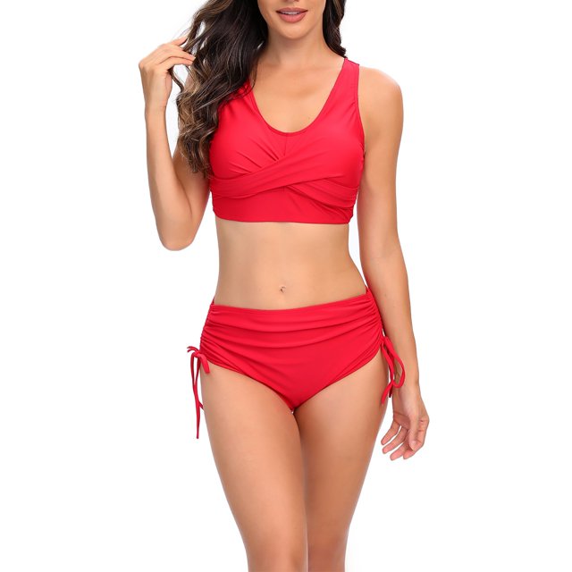 LSLJS Women's Sexy Solid Color Swimwear Two-piece Slim Swimsuit Bikini Straped Swimsuits