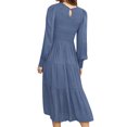 thumbnail image 3 of LUXUR Robes Maxi à Manches Longues pour Femmes Décontractées Robe de Soirée Ligne A Bleu Denim S, 3 of 3