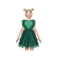 thumbnail image 4 of Robe Fille Verte Sapin de Noël en Maille Pompons Volant Nœud Fête 10 Ans, 4 of 5