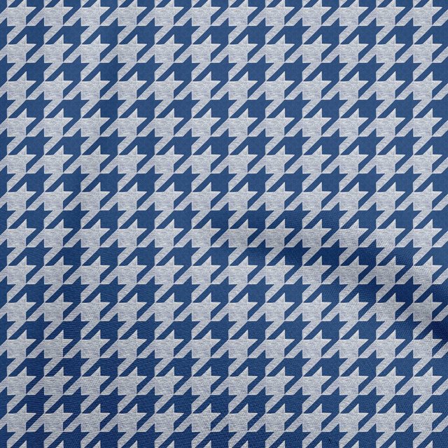 oneOone Polyester Spandex Indigo Blue Fabric Houndstooth Sewing Craft Projects Fabric Prints By Yard 56 Inch Wide