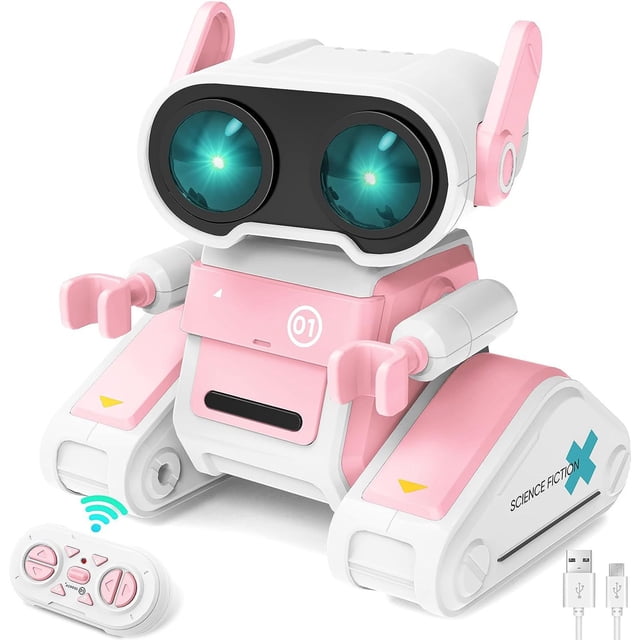 Jouets de Jeu d'Imitation pour Tout-Petits Éducatifs, Jouets Robot Télécommandés Rechargeables, Cadeau Éducatif Robot RC, Robot Électrique 2,4 g Télécommandé Robot Interactif Intelligent, Lumière Changeant de Couleur et Musique